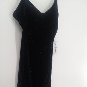 J for Justify Black Velour Dress with Silver Glitter Size 1X Jr. New with Tags